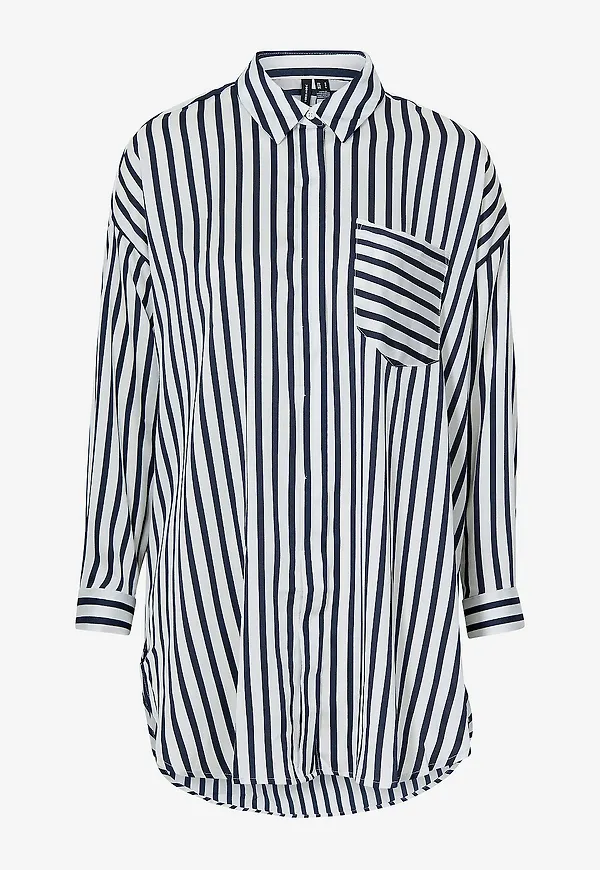 Vero Moda - Långskjorta vmEdita LS Long Shirt Wvn - Blå