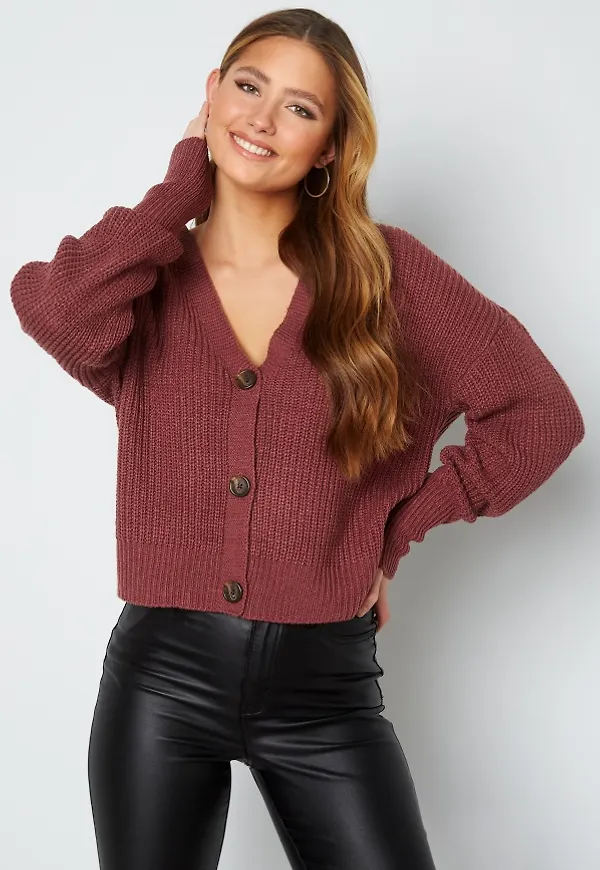 VERO MODA Lea LS V-Neck Cuff Cardigan Wild Ginger L
