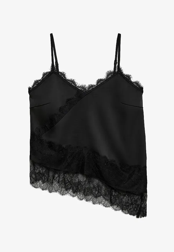 Vero Moda - Linne vmJulia Singlet Lace Assymetric - Svart