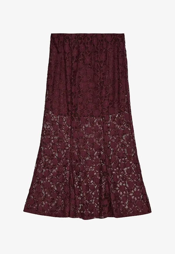 Vero Moda - Maxikjol vmMeta Lace HW Ankle - Röd