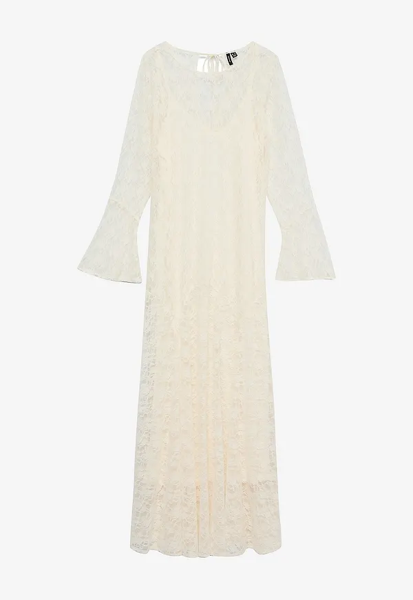 Vero Moda - Maxiklänning vmLoulou Lace LS Ankle Dress Wvn - Vit – Ellos