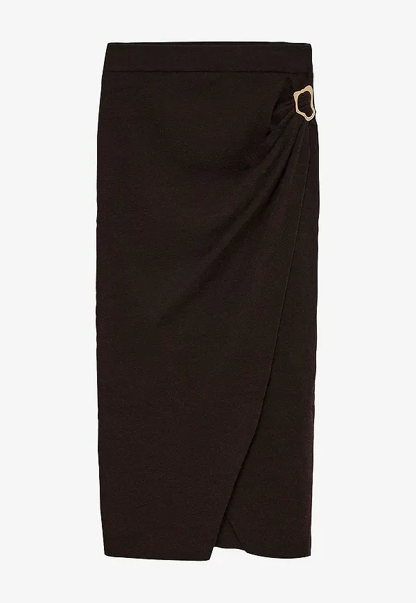 Vero Moda - Midikjol Vmkacy NW Drape Ankle Skirt - Brun