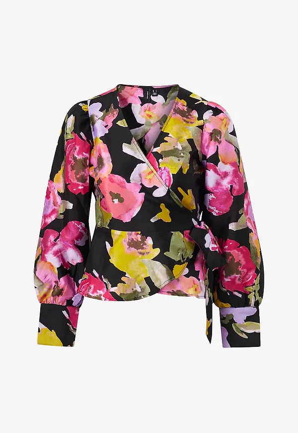 Vero Moda - Omlottblus vmKata Ree LS Wrap Top Wvn - Svart