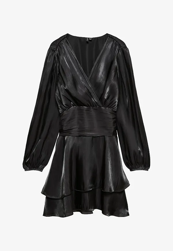 Vero Moda - Omlottklänning Vmpolly Ls Short Dress Wvn Exp - Svart