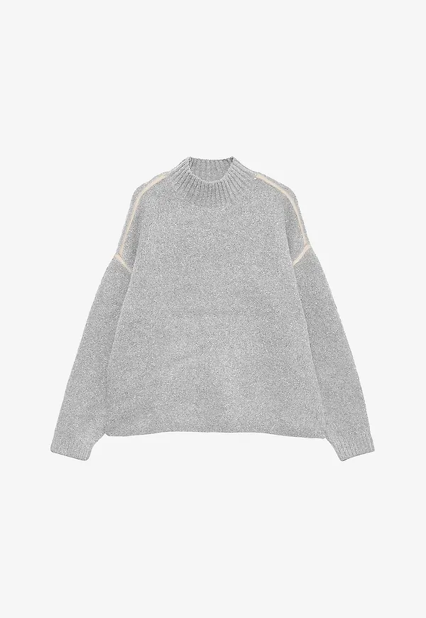 Vero Moda - Polotröja Vmboom Ls Highneck Piping Pullover - Grå
