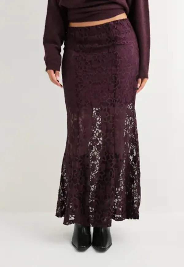Vero Moda - Röd - Vmmeta Lace Hw Ankle Skirt Wvn Ga