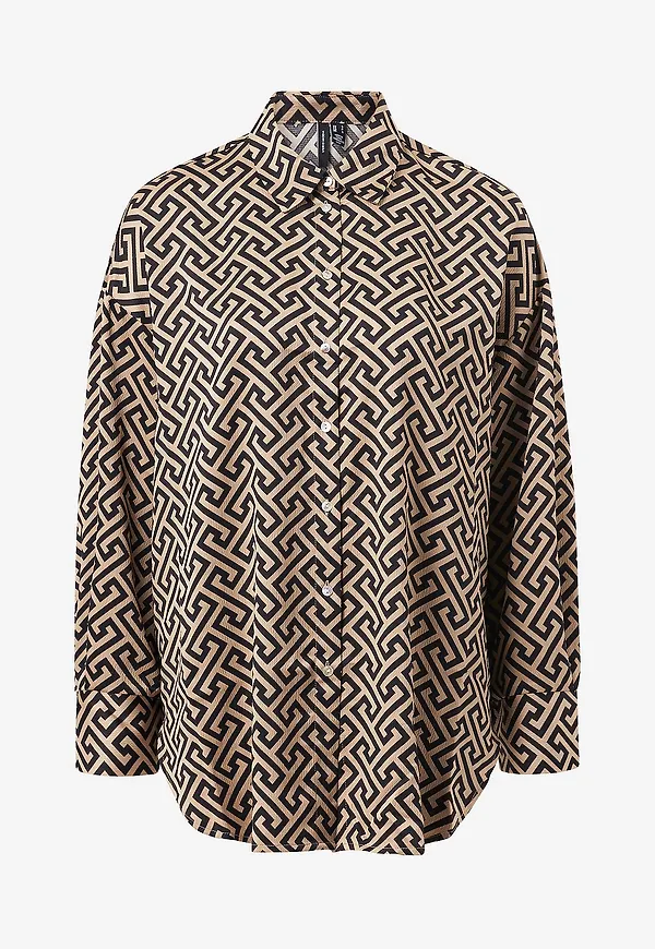 Vero Moda - Skjorta vmDaisy Das LS Oversize Shirt Wvn - Brun