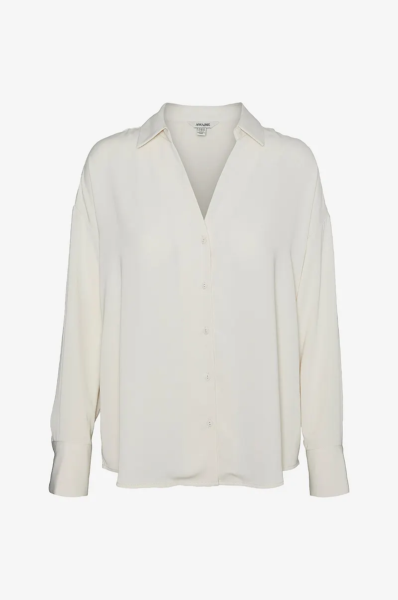 Vero Moda - Skjorta vmGiselle LS V-neck Shirt - Beige
