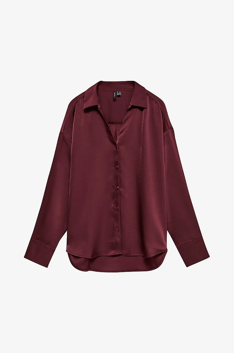 Vero Moda - Skjorta Vmmiro Ls Shirt Wvn - Röd