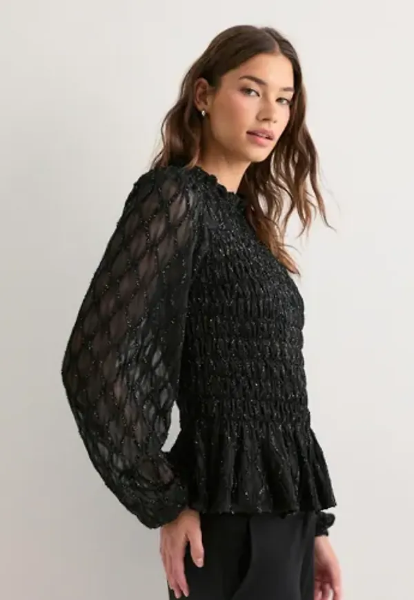 Vero Moda - Svart - Awnolita Ls High Neck Smock Top