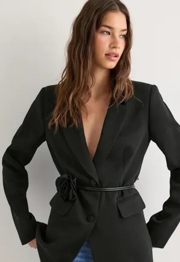 Vero Moda - Svart - Vmsally Ls Long Blazer Wvn Exp
