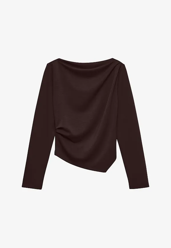 Vero Moda - Topp vmMille LS Boatneck Short Top Jrs N - Brun