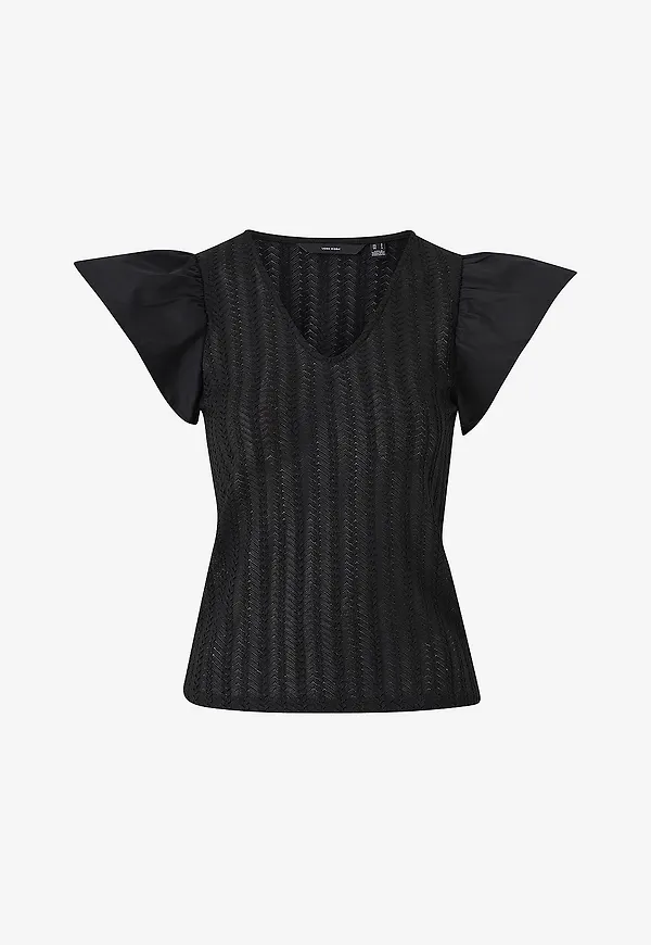 Vero Moda - Topp vmNaja SS V-neck Top - Svart