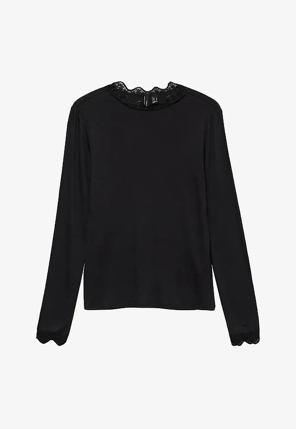 Vero Moda - Topp vmRosa LS Highneck - Svart