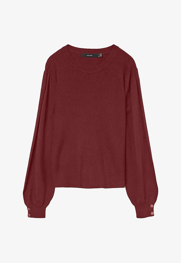 Vero Moda - Tröja vmHollykaris LS O-neck Pullover Boo - Röd