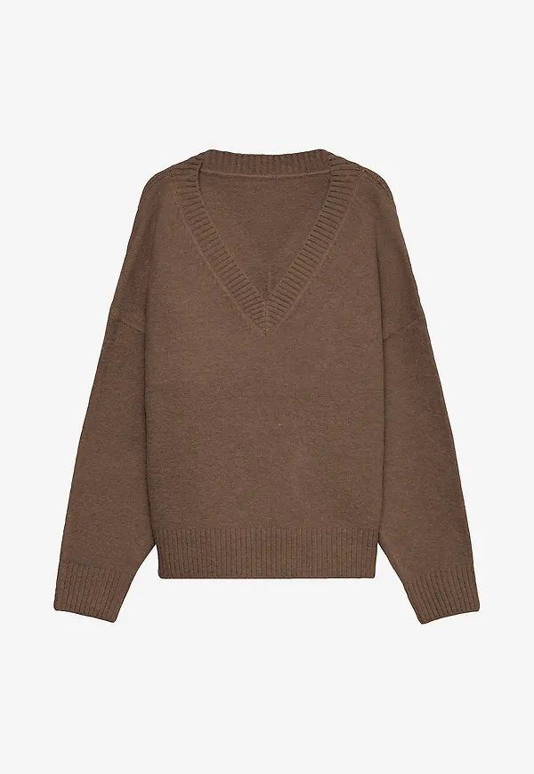 Vero Moda - Tröja Vmsif Ls V-Neck Pullover - Brun