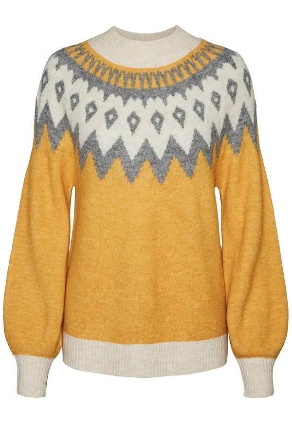VERO MODA Tröja 'SIMONE' ecru / gul / grå
