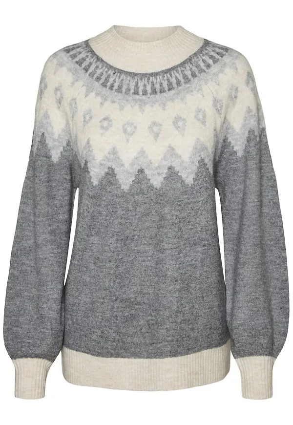 VERO MODA Tröja 'Simone' grå / vit