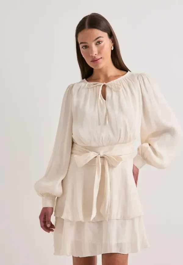 Vero Moda - Vit - Vmelisa Ls Detail Short Dress Exp – Nelly