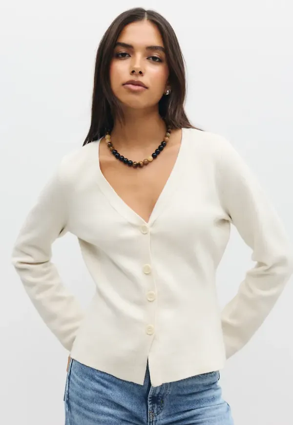 Vero Moda - Vit - Vmmille Ls V-Neck Cardigan Noos