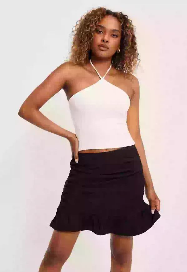 Vero Moda Vmellie H/W Rouching Skirt Exp Minikjolar Black