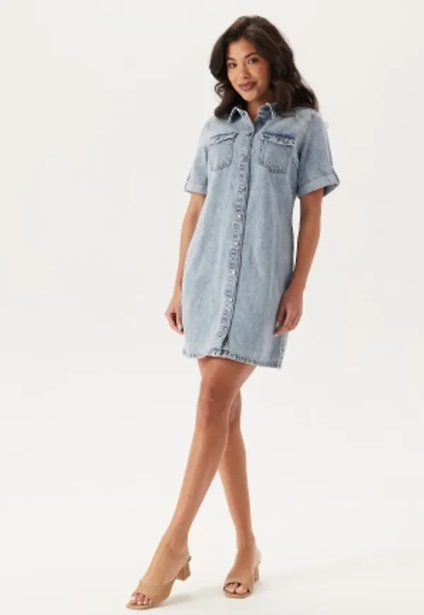 VERO MODA Vmjennie Ss Short Denim Dress Light Blue Denim XS