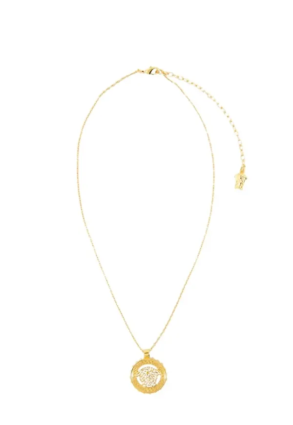 Versace, Accessoarer, Dam, ONE Size, Guld Metallhalsband med Strass