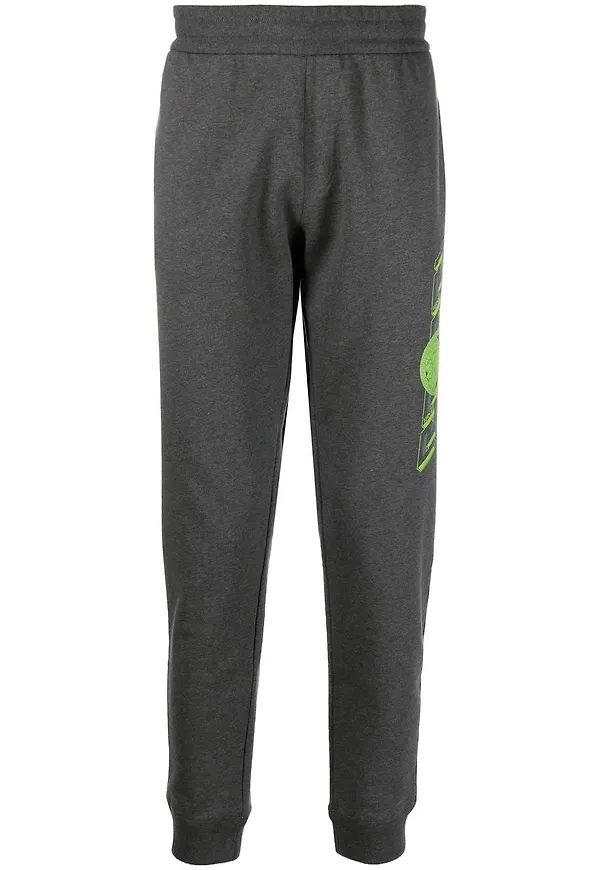 Versace avsmalnande sweatpants med tryck - Grå