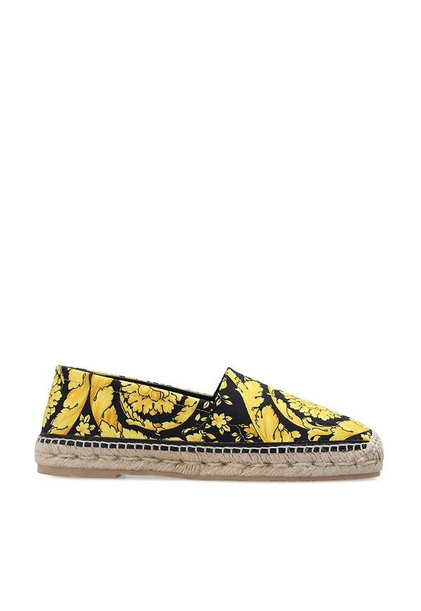 Versace Barocco-Printed Espadrilles Gul, Dam