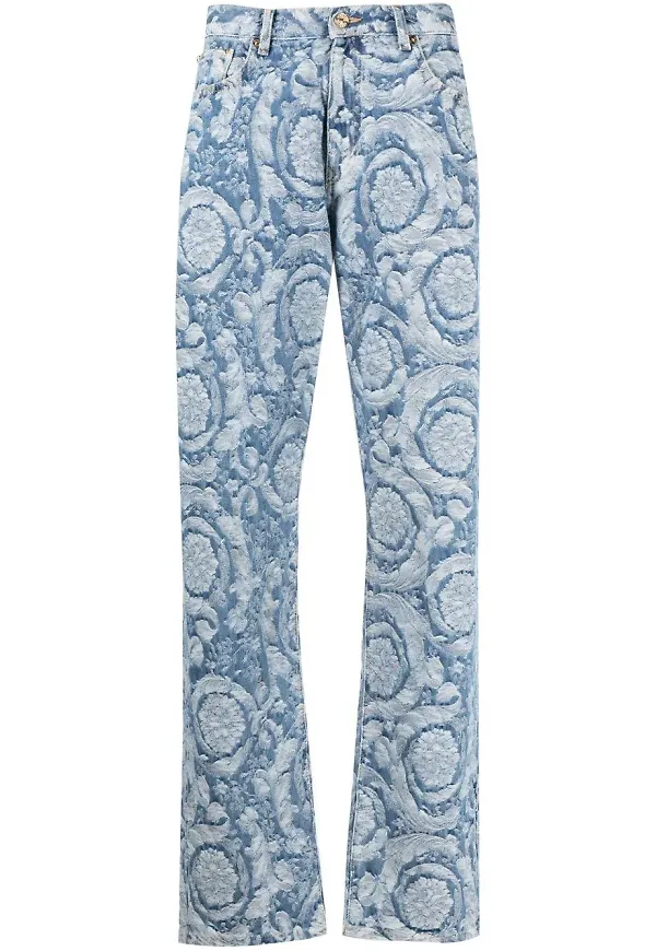Versace Barocco Silhouette mönstrade jeans - Blå