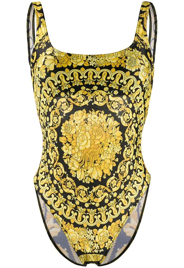 Versace barockmönstrad baddräkt - Svart