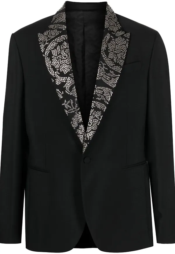 Versace barockmönstrad blazer med nitar - Svart