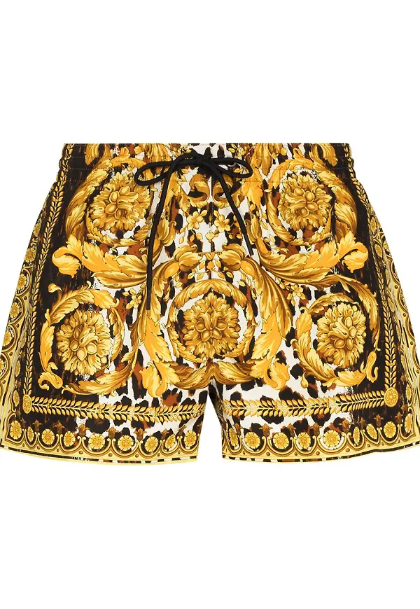 Versace barockmönstrade badbyxor - Gul