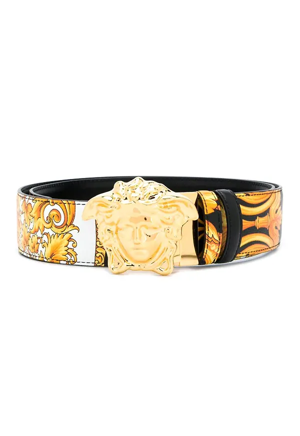 Versace barockmönstrat skärp med Medusa - Svart