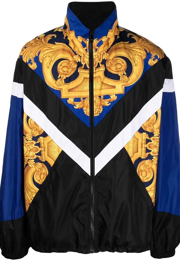 Versace Baroque bomberjacka med dragkedja - Svart