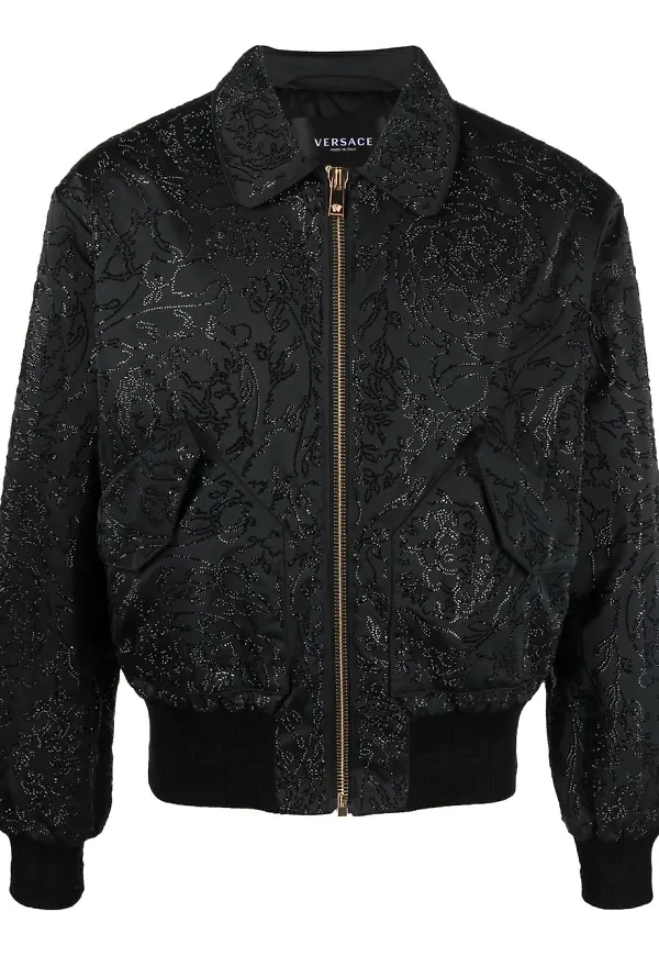 Versace Baroque bomberjacka med strass - Svart