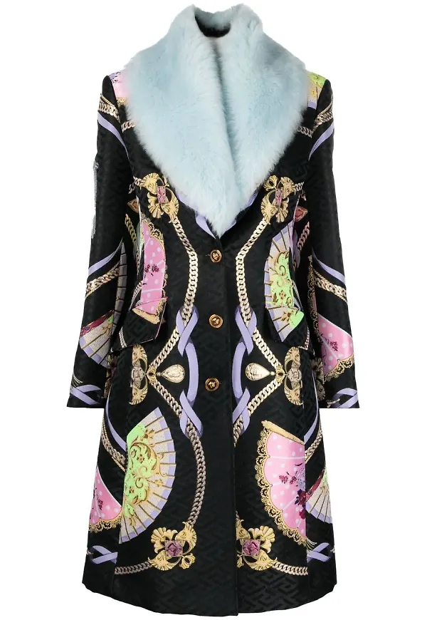 Versace Baroque enkelknäppt kappa - Svart