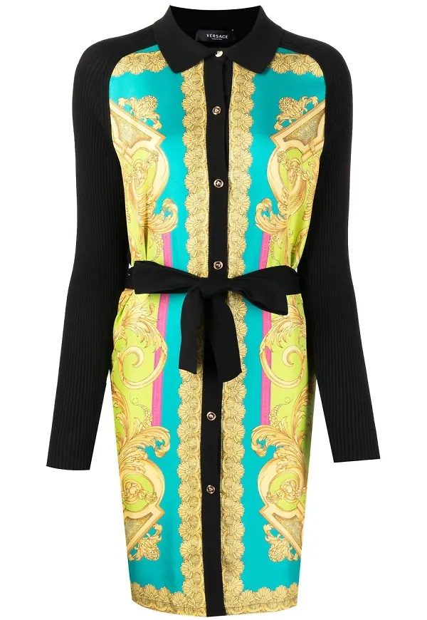 Versace Baroque klänning med knytning - Guldfärgad