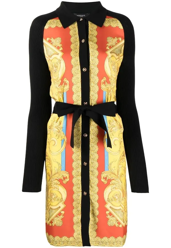 Versace Baroque klänning med panel - Svart