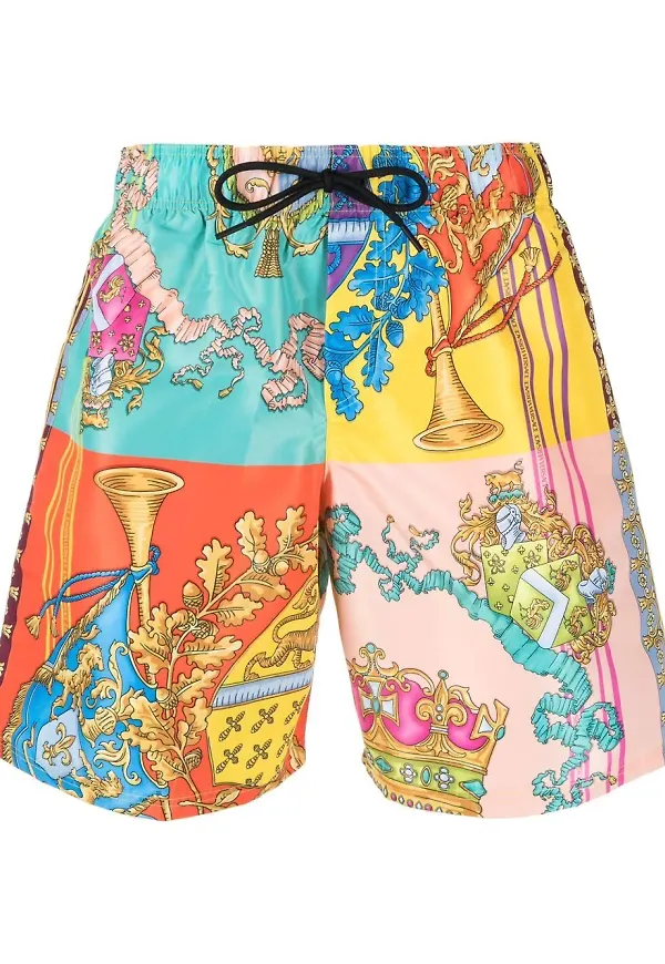 Versace Baroque mönstrade badbyxor - Blå