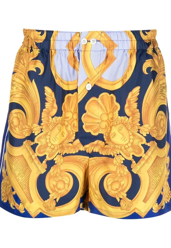 Versace Baroque sidenshorts - Blå