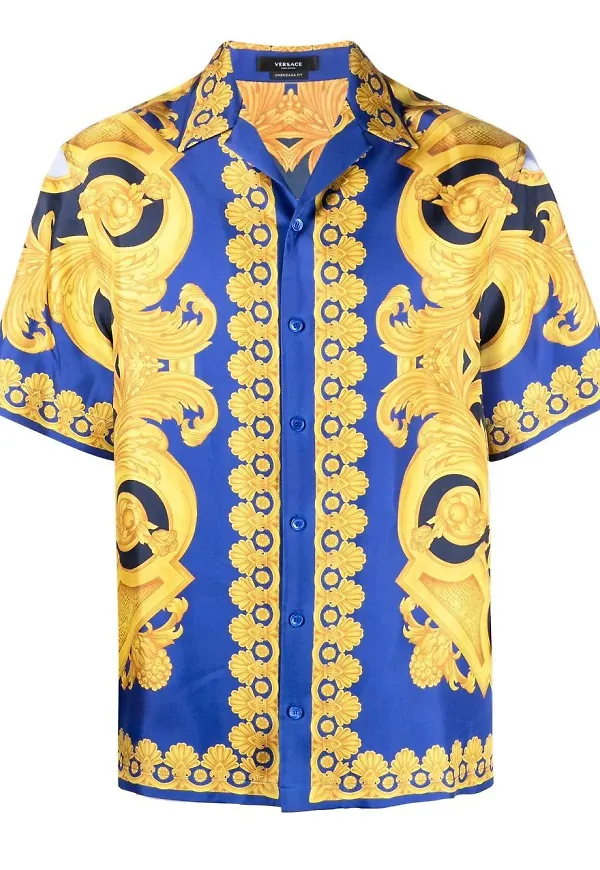 Versace Baroque sidenskjorta - Blå