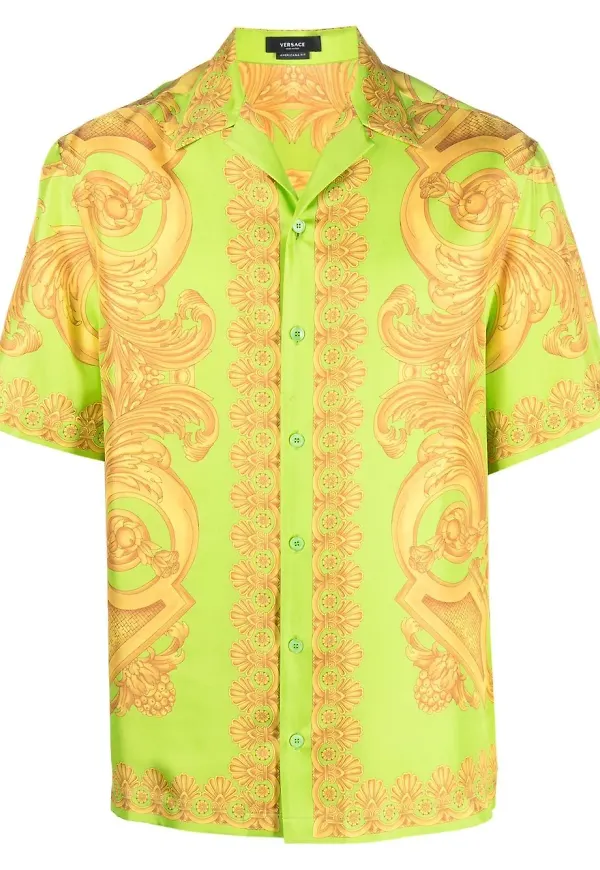 Versace Baroque sidenskjorta - Grön