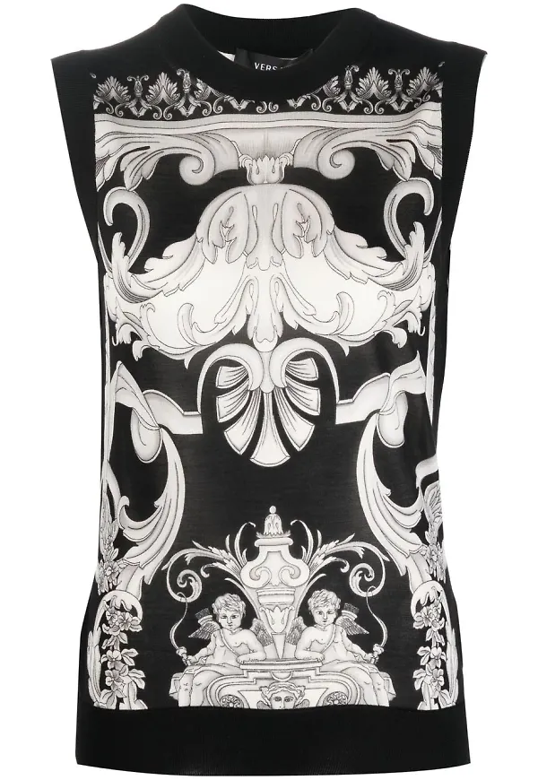 Versace Baroque stickat linne - Svart