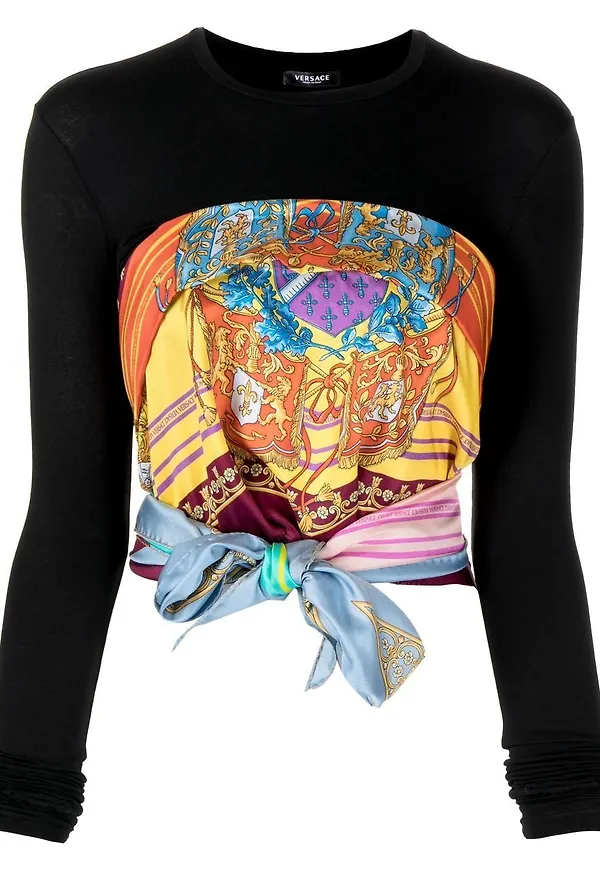 Versace Baroque t-shirt med knytning - Svart