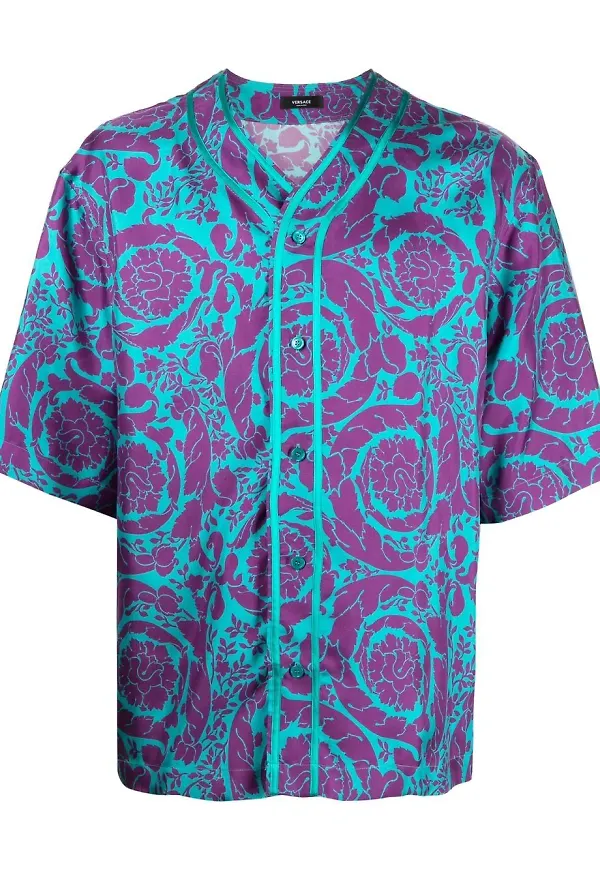 Versace Baroque v-ringad skjorta - Grön