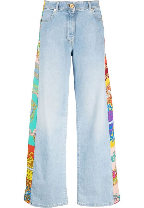Versace Baroque wide leg-jeans med panel - Blå