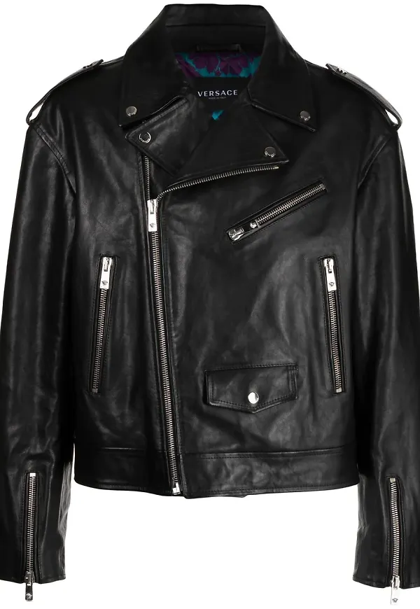 Versace bikerjacka med dragkedja - Svart