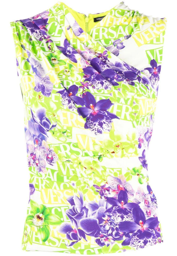 Versace blommig omlottopp - Grön