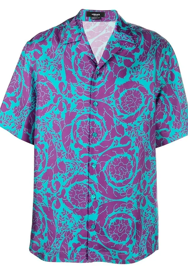 Versace blommig sidenskjorta - Lila